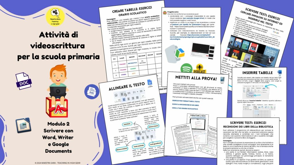 Attività di videoscrittura per la scuola primaria (Pack completo)